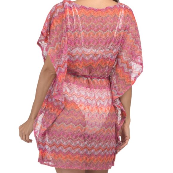 NWT Trina Turk Athena Belted Caftan Lace Crocheted Mini Cover Up Size S-M - Picture 3 of 8